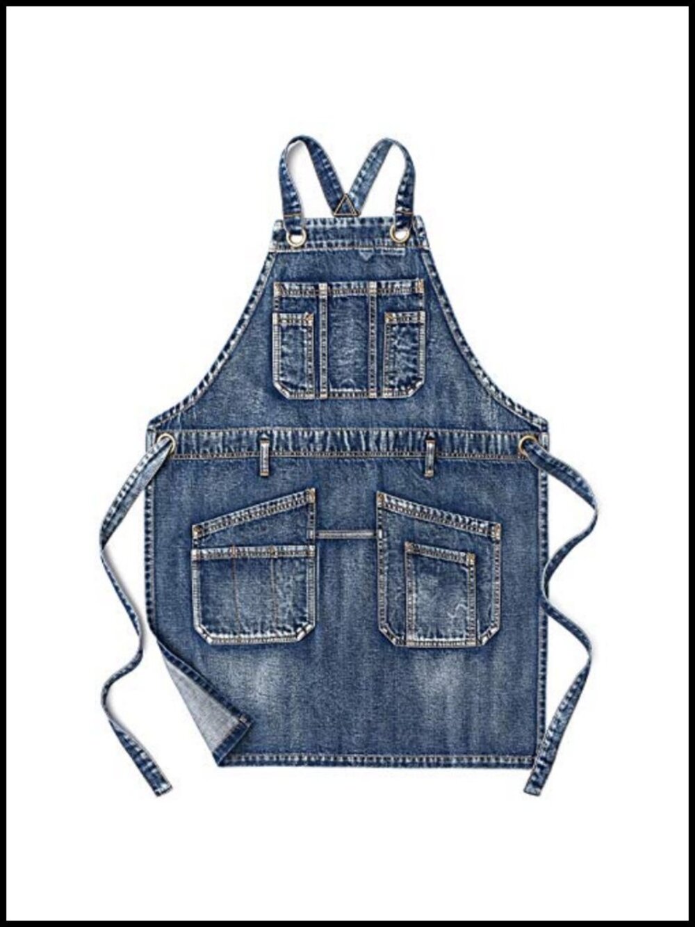 Jeanerlor Denim Tool Apron 9 Pockets Cross Back Work Apron Medium